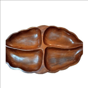 4 compartment wooden tray